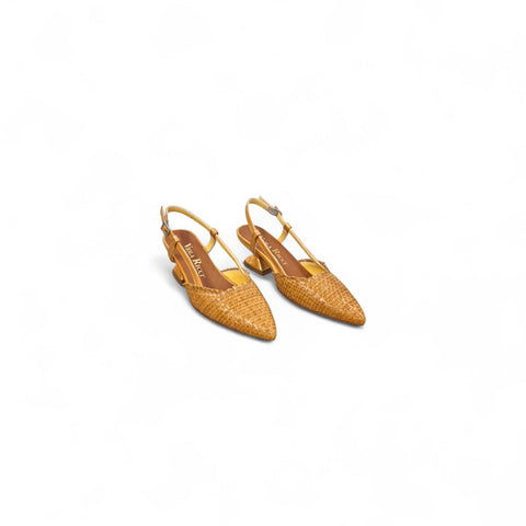 Linda - slingback pelle intrecciata ocra
