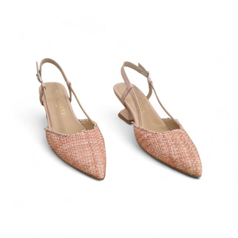 Linda - slingback pelle intrecciata rosa nude