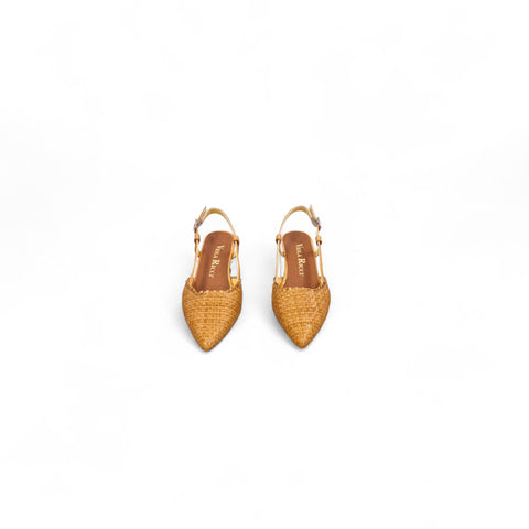 Linda - slingback pelle intrecciata ocra