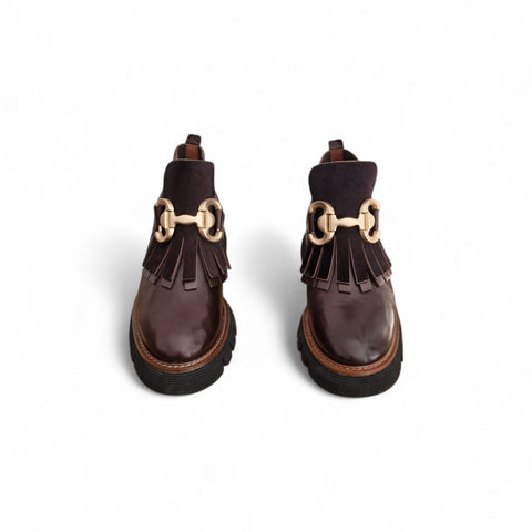 Gio' - Stivaletto beatles cioccolato con frangia