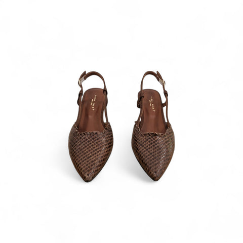 Linda - slingback pelle intrecciata t.moro