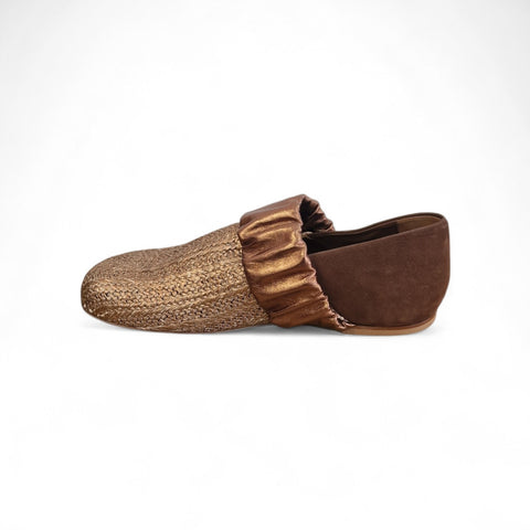 Amos - loafers - rafia- pelle - bronzo