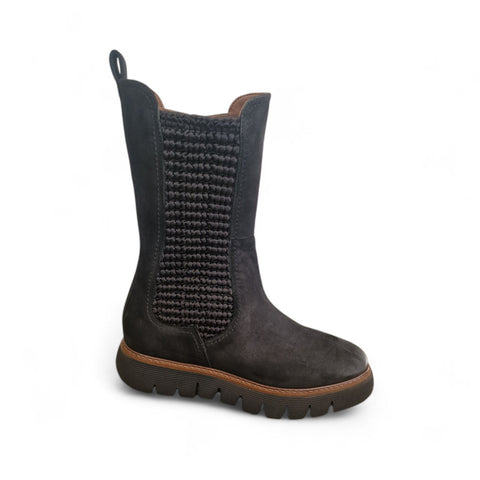 Gio - Stivale beatles in pelle nero kombat zip