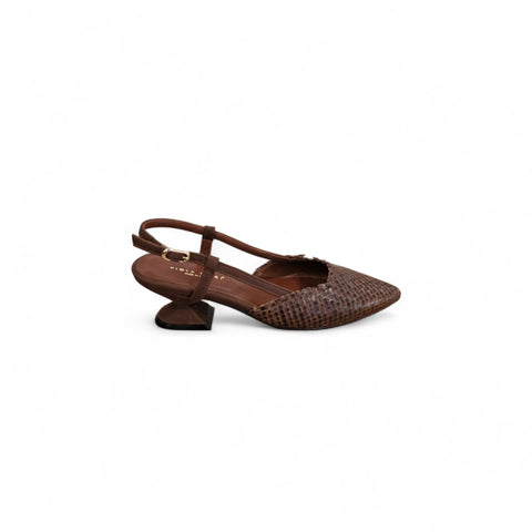 Linda - slingback pelle intrecciata t.moro