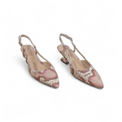 Linda - slingback pitone caramello - rosa