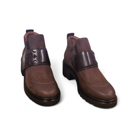 Bianca - Stivalleto in pelle cioccolato lana lux