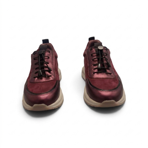 Silvy - Pelle Bordò - Allacciatura Elastica e Suola Chunky Comfort
